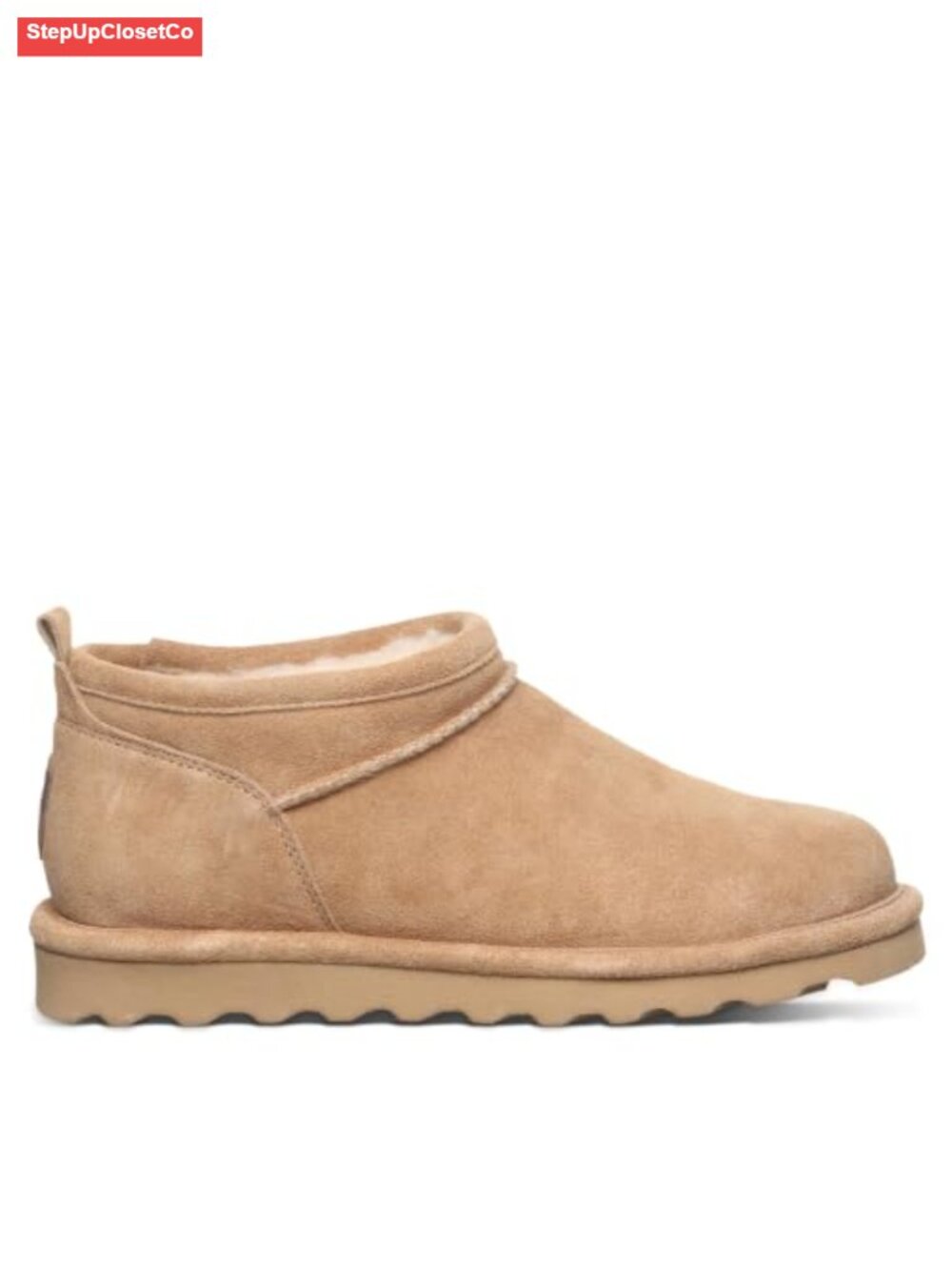 Suede Slip On Ankle Boot Wool Blend Lined Winter Bootie